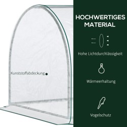 Kasviteltta / kasvihuone kasvien kasvatukseen, teräsrunko ja muovipeite, 250 x 100 x 80 cm, vihreä