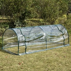 Kasviteltta / kasvihuone kasvien kasvatukseen, teräsrunko ja muovipeite, 250 x 100 x 80 cm, vihreä