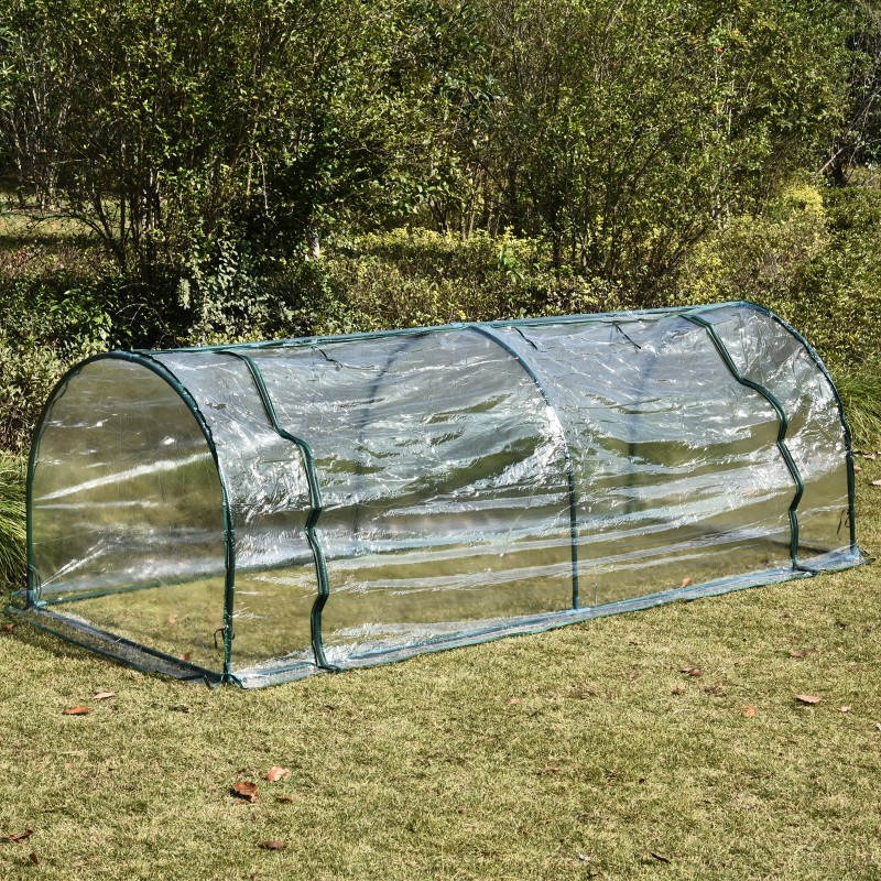 Kasviteltta / kasvihuone kasvien kasvatukseen, teräsrunko ja muovipeite, 250 x 100 x 80 cm, vihreä