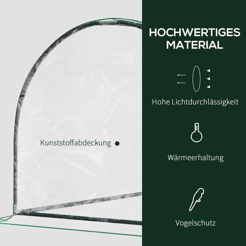 Kasviteltta kasvihuone taimikasvatukseen, teräsrunko ja muovipeite, 200 x 100 x 80 cm, vihreä