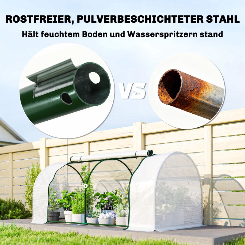 Kasviteltta teräsrungolla ja PE-verkkokankaalla 200 x 100 x 80 cm valkoinen