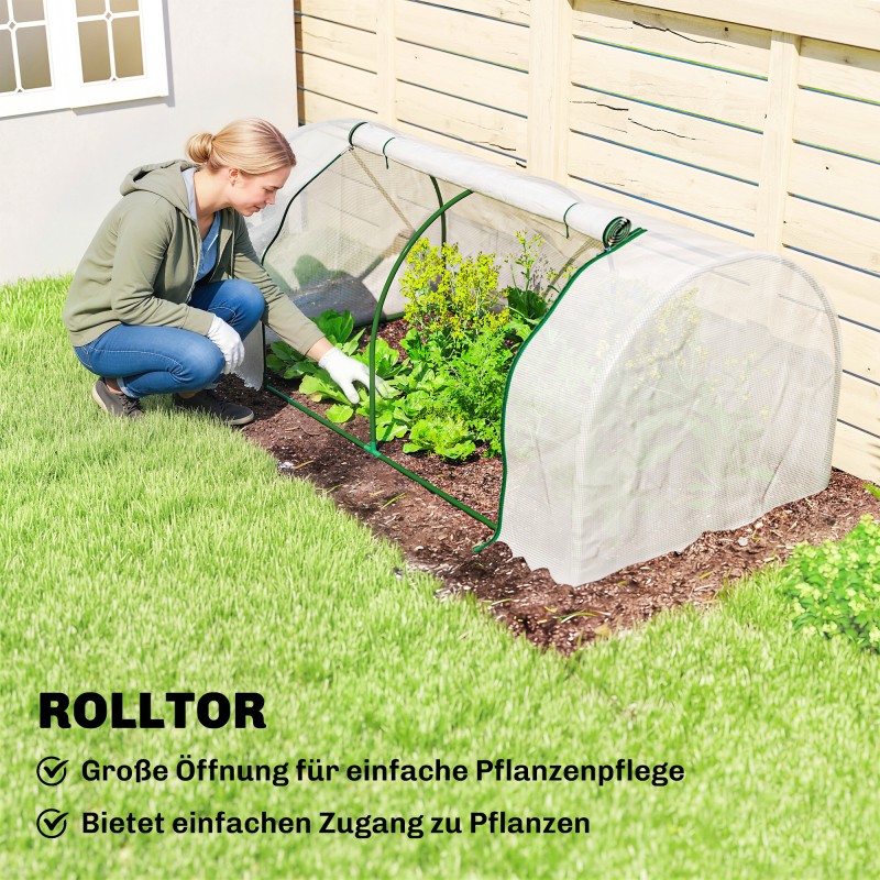 Kasviteltta teräsrungolla ja PE-verkkokankaalla 200 x 100 x 80 cm valkoinen