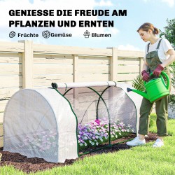 Kasviteltta teräsrungolla ja PE-verkkokankaalla 200 x 100 x 80 cm valkoinen