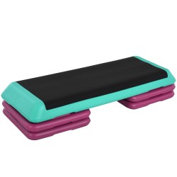 Korkeussäädettävä stepperi 10 15 20 cm max 150 kg PVC PP 110x40 cm musta vihreä violetti