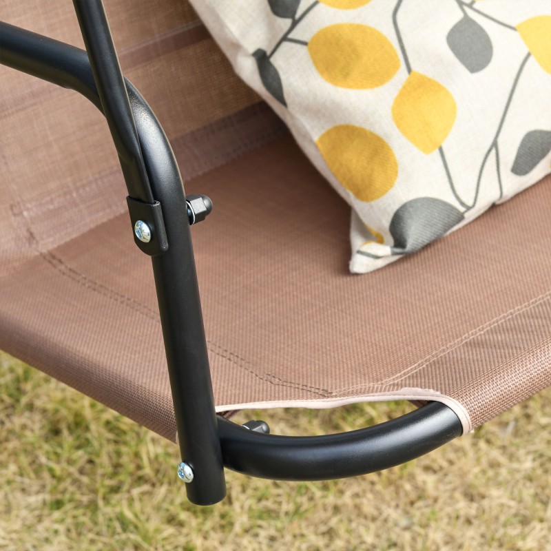 Kaksipaikkainen puutarhakeinu säädettävällä katoksella metallirunko ruskea 172 x 110 x 155 cm