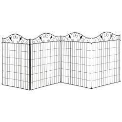 Puutarha aitaelementti terästä 365 x 112 cm 4 osaa musta