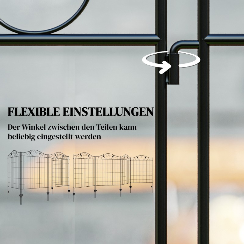Puutarha-aitaelementti terästä 365 x 112 cm, 4 osaa, musta