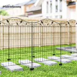 Puutarha-aitaelementti terästä 365 x 112 cm, 4 osaa, musta