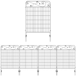 Metallinen puutarha aita kukkapenkeille vintage tyyli 4 osaa 352 x 110 cm musta