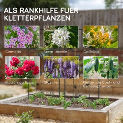 Metallinen köynnöstuki puutarhaan 38 x 98 cm, 2 kpl, musta, lintu- ja apilakoristeet