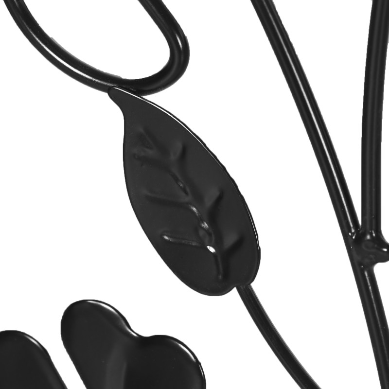 Metallinen köynnöstuki puutarhaan 38 x 98 cm, 2 kpl, musta, lintu- ja apilakoristeet