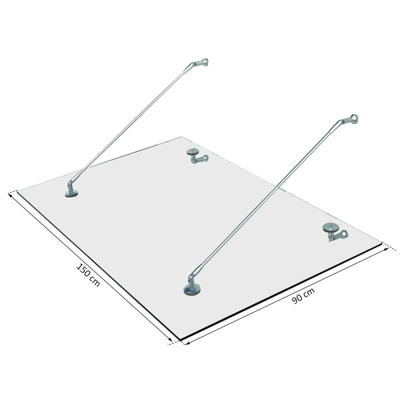 Lasikatos ulko-ovelle, karkaistu turvalasi, ruostumaton teräs, kirkas 150 x 90 cm