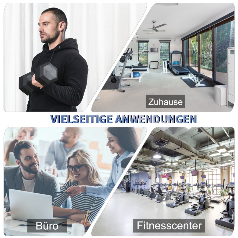 Käsipaino kuusikulmainen 15 kg, kumipäällysteinen valurauta, rihloitettu metallikahva, musta