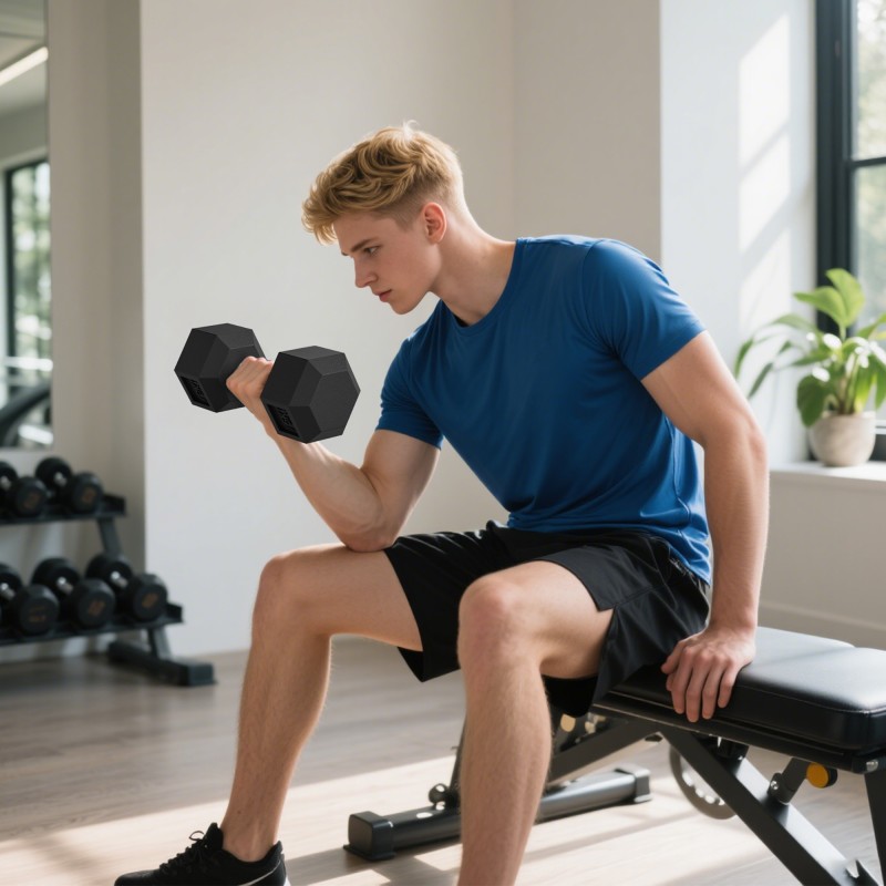 Käsipainosetti 2 x 15 kg, kuusikulmainen, valurauta, kumipinnoitettu, rihlattu kahva, musta