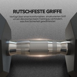 Käsipainosetti 2 x 15 kg, kuusikulmainen, valurauta, kumipinnoitettu, rihlattu kahva, musta