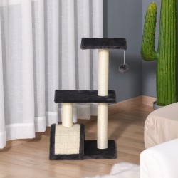 Kissan raapimispuu ja kiipeilypuu 72 cm, sisal-tolpat, monitasoinen torni, harmaa