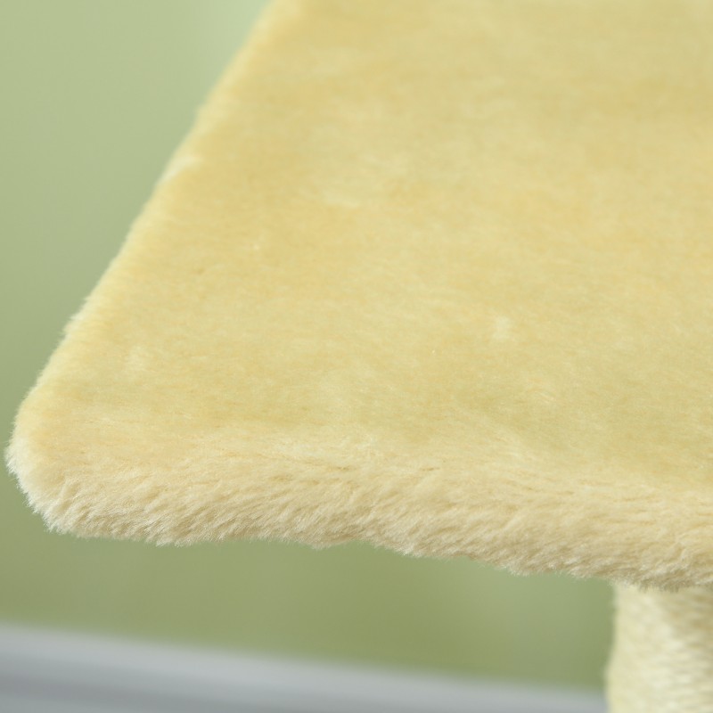 Raapimapuu kissoille 72 cm, sisalpylväät ja kaareva raapimapinta, MDF ja plyysi, cremevalkoinen