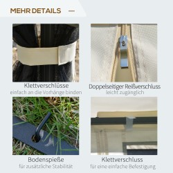 Puutarhapaviljonki kaksikerroksisella katolla 3x3 m metalli/polyesteri beige verkkoseinillä