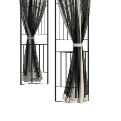 Puutarhapaviljonki kaksikerroksisella katolla 3x3 m metalli/polyesteri beige verkkoseinillä