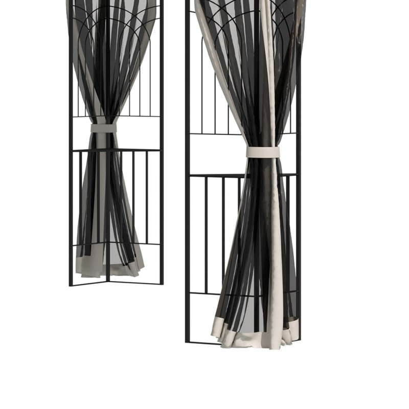 Puutarhapaviljonki kaksikerroksisella katolla 3x3 m metalli/polyesteri beige verkkoseinillä