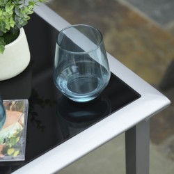 Puutarhan lepotuolisetti ulkokäyttöön, metalli ja polyesteri, 3-osainen, musta–hopea