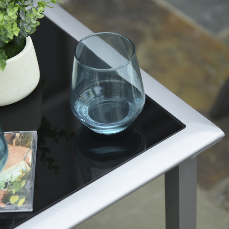 Puutarhan lepotuolisetti ulkokäyttöön, metalli ja polyesteri, 3-osainen, musta–hopea