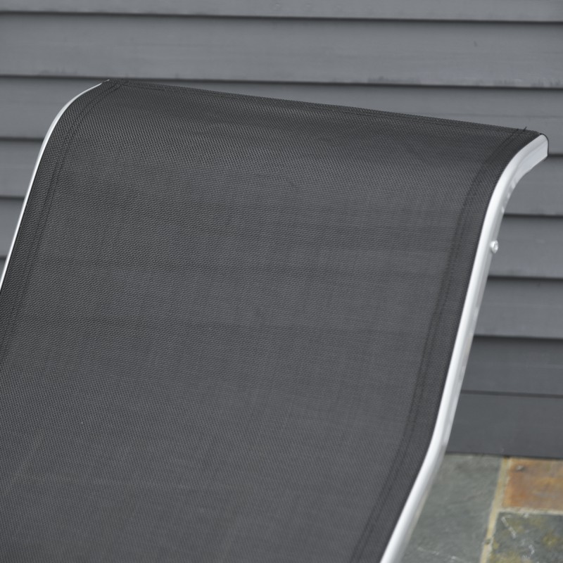 Puutarhan lepotuolisetti ulkokäyttöön, metalli ja polyesteri, 3-osainen, musta–hopea