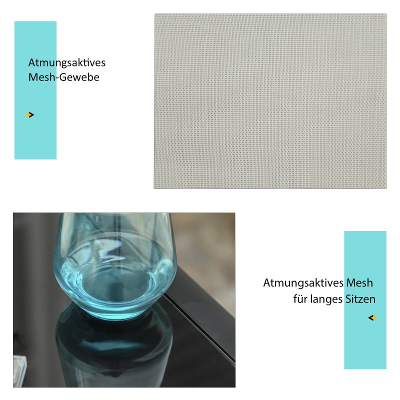 Puutarhan lepotuolisetti ulkokäyttöön, 3 osaa (2 lepotuolia + sivupöytä), metalli, harmaa/musta