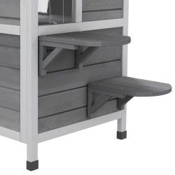 Kissatalo ulko- ja sisäkäyttöön 2-kerroksinen kuusipuusta 99,5 x 76 x 91 cm harmaa-valkoinen