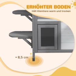 Kissatalo kaksikerroksinen kuusipuuta 99,5 x 76 x 91 cm vaaleanharmaa/valkoinen ulko- ja sisäkäyttöön