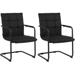 Ylellinen nahkainen ruokailutuolipari keinuvalla metallijalustalla