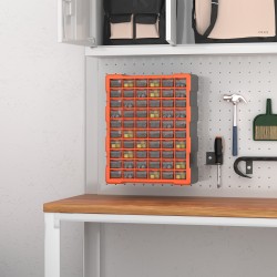 Säilytyslaatikosto pienosille 60 lokeroa PP-muovi 38 x 16 x 47,5 cm oranssi