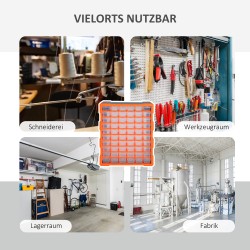 Säilytyslaatikosto pienosille 60 lokeroa PP-muovi 38 x 16 x 47,5 cm oranssi