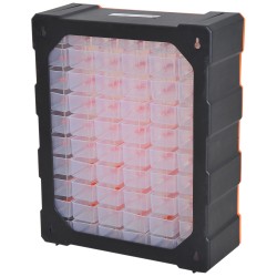 Säilytyslaatikosto pienosille 60 lokeroa PP-muovi 38 x 16 x 47,5 cm oranssi