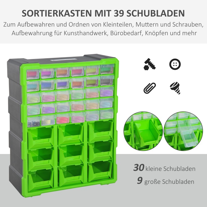 Säilytyskaappi pienosille 39 lokeroa PP-muovia vihreä 38 x 16 x 47,5 cm