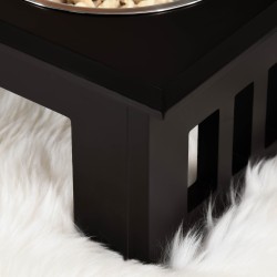 Koiran ruokintateline kahdella teräskupilla, MDF, 58,4 x 30,5 x 25,4 cm, 2 L/kuppi, harmaa