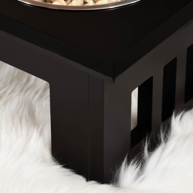 Koiran ruokintateline kahdella teräskupilla, MDF, 58,4 x 30,5 x 25,4 cm, 2 L/kuppi, harmaa