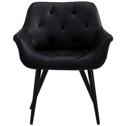 Moderni pehmustettu ruokailutuoli metallirungolla ja käsinojilla