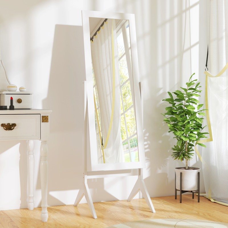 Täyskorkea lattiapeili MDF-runko 47 x 46 x 148 cm valkoinen