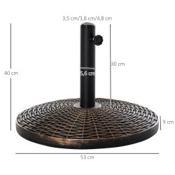Aurinkovarjon jalka 25 kg HDPE ja sementti Ø53 x 40 cm pronssi rattan-kuvio