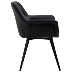 Moderni pehmustettu ruokailutuoli metallirungolla ja käsinojilla