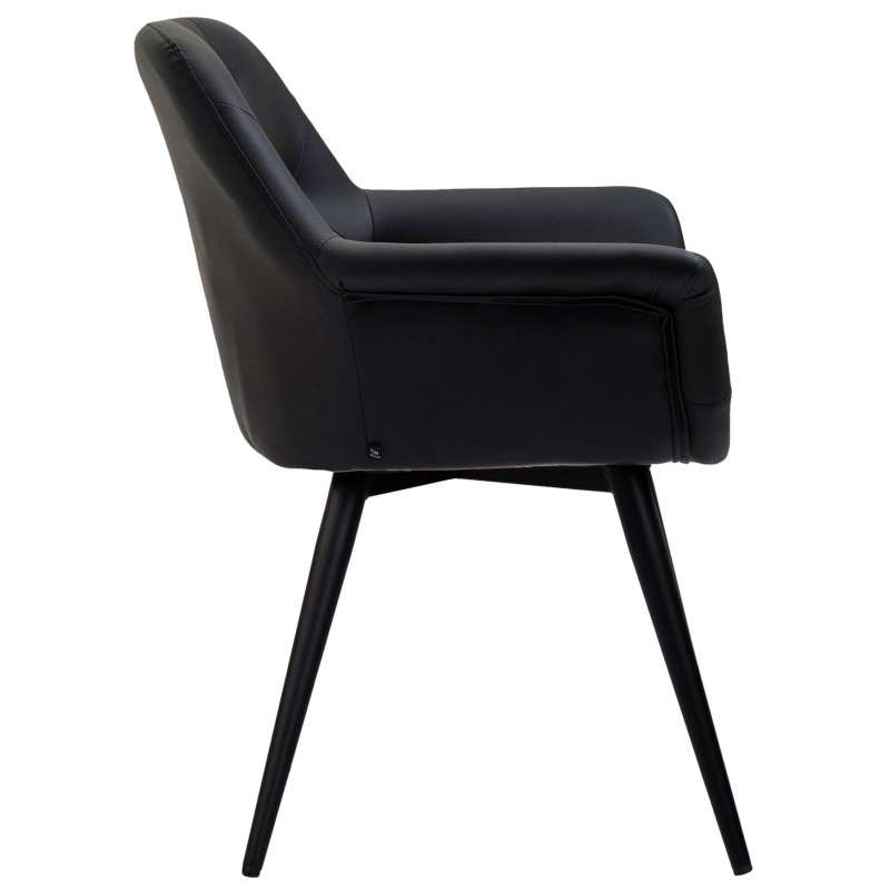 Moderni pehmustettu ruokailutuoli metallirungolla ja käsinojilla