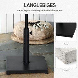 Aurinkovarjon jalka 13 kg, neliönmuotoinen sementti/metalli, Ø35/38/48 mm, musta