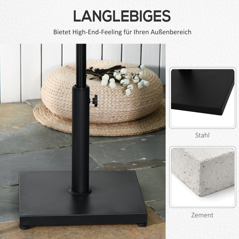 Aurinkovarjon jalka 13 kg, neliönmuotoinen sementti/metalli, Ø35/38/48 mm, musta