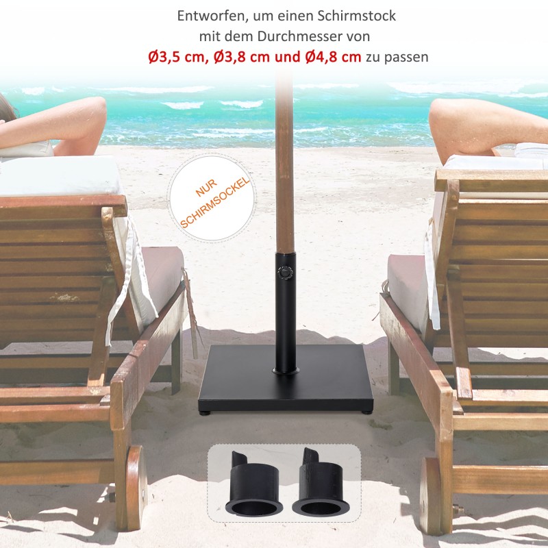 Parasolijalusta puutarhaan, betonitäytteinen metalli, Ø35/38/48 mm, 45 x 45 x 39 cm, musta