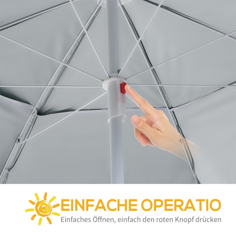 Aurinkovarjo rannalle ja puutarhaan 2-in-1, Ø 210 cm, UPF 50+, sivuseinät, kantolaukku, tummanvihreä