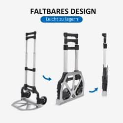 Taitettava alumiininen kuljetusvaunu 70 kg, kevytrakenteinen, musta