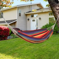 Riippukeinu ulkokäyttöön puuvilla‑polyesteri 290 x 150 cm 120 kg monivärinen kantopussilla