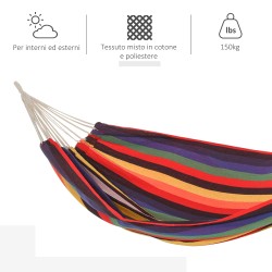 Riippukeinu ulkokäyttöön puuvilla‑polyesteri 290 x 150 cm 120 kg monivärinen kantopussilla