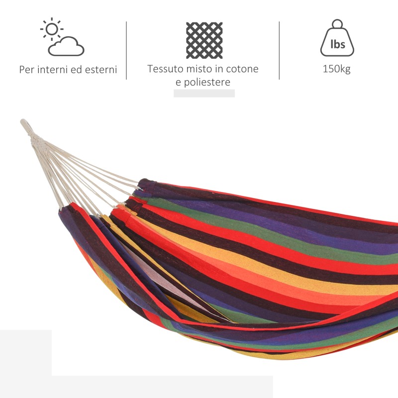 Riippukeinu ulkokäyttöön puuvilla‑polyesteri 290 x 150 cm 120 kg monivärinen kantopussilla